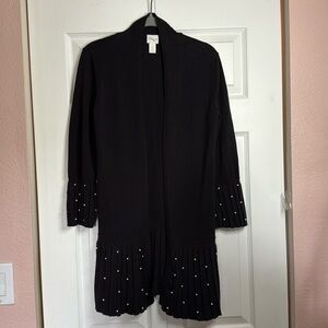 Chico's Black Knit Cardigan with Pearl embellishments size 4 ( chicos 0)
